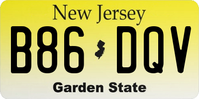 NJ license plate B86DQV