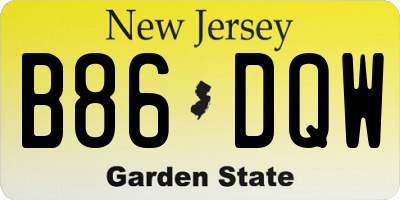 NJ license plate B86DQW