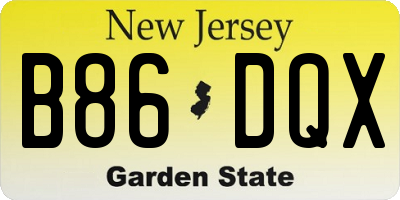 NJ license plate B86DQX