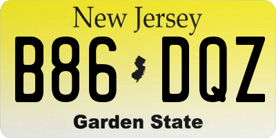 NJ license plate B86DQZ