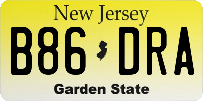 NJ license plate B86DRA