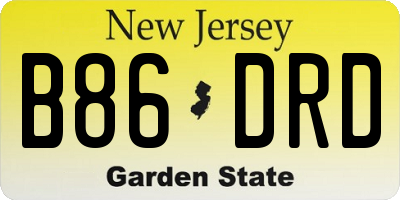 NJ license plate B86DRD