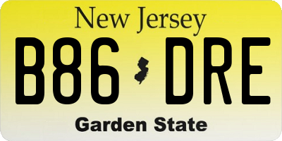 NJ license plate B86DRE