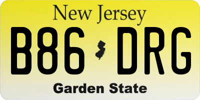 NJ license plate B86DRG