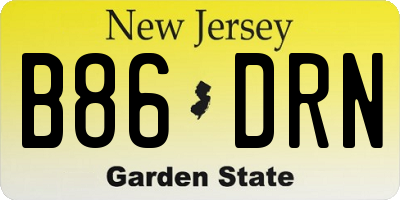 NJ license plate B86DRN
