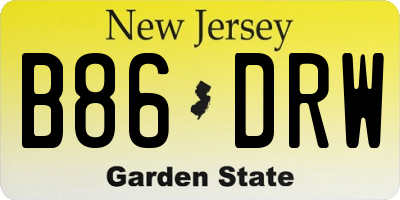 NJ license plate B86DRW