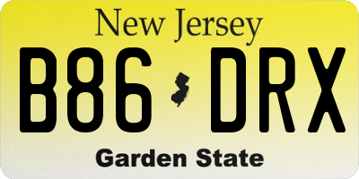 NJ license plate B86DRX