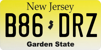 NJ license plate B86DRZ