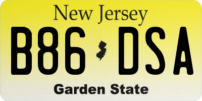 NJ license plate B86DSA