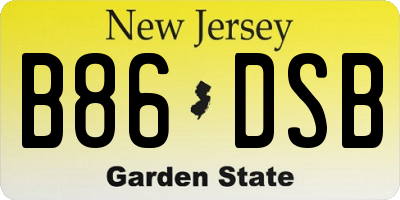 NJ license plate B86DSB