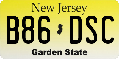NJ license plate B86DSC