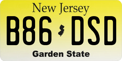 NJ license plate B86DSD