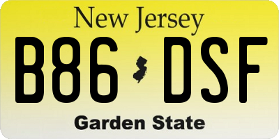 NJ license plate B86DSF