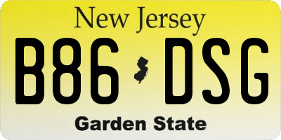 NJ license plate B86DSG