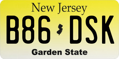 NJ license plate B86DSK