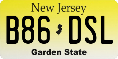 NJ license plate B86DSL