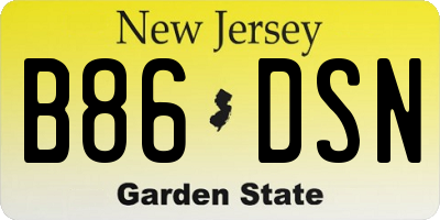 NJ license plate B86DSN
