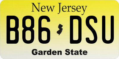 NJ license plate B86DSU