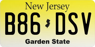 NJ license plate B86DSV