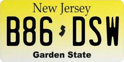 NJ license plate B86DSW