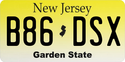 NJ license plate B86DSX
