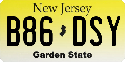 NJ license plate B86DSY