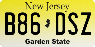 NJ license plate B86DSZ