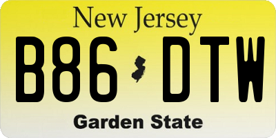 NJ license plate B86DTW