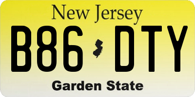 NJ license plate B86DTY