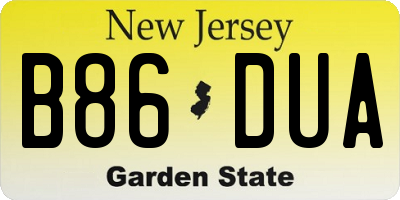 NJ license plate B86DUA