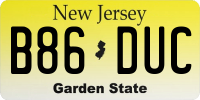 NJ license plate B86DUC