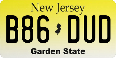 NJ license plate B86DUD
