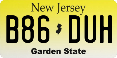 NJ license plate B86DUH