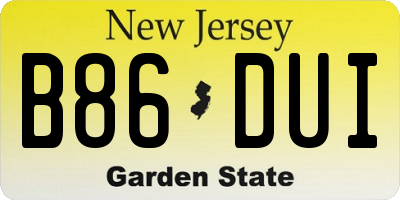 NJ license plate B86DUI