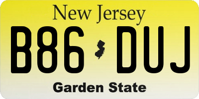 NJ license plate B86DUJ