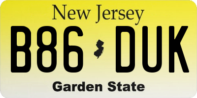 NJ license plate B86DUK