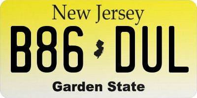 NJ license plate B86DUL