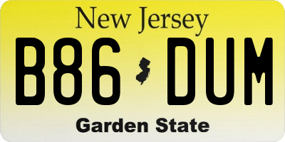 NJ license plate B86DUM