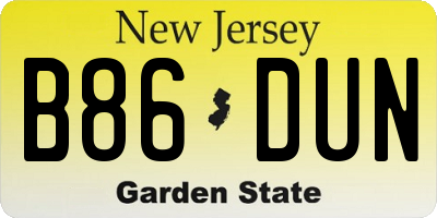 NJ license plate B86DUN