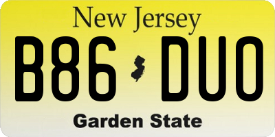 NJ license plate B86DUO