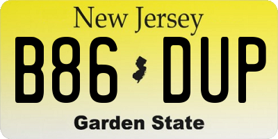 NJ license plate B86DUP