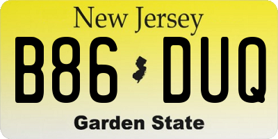 NJ license plate B86DUQ