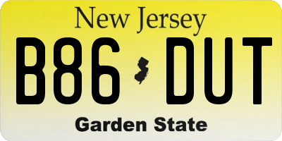 NJ license plate B86DUT