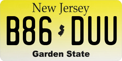 NJ license plate B86DUU