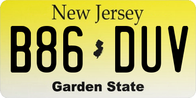 NJ license plate B86DUV