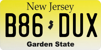 NJ license plate B86DUX