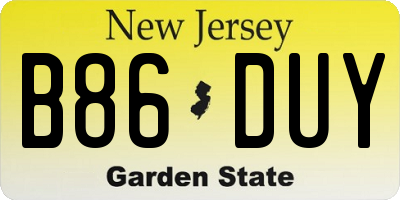 NJ license plate B86DUY