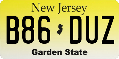 NJ license plate B86DUZ