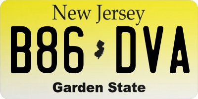 NJ license plate B86DVA