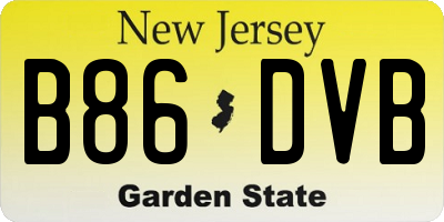 NJ license plate B86DVB